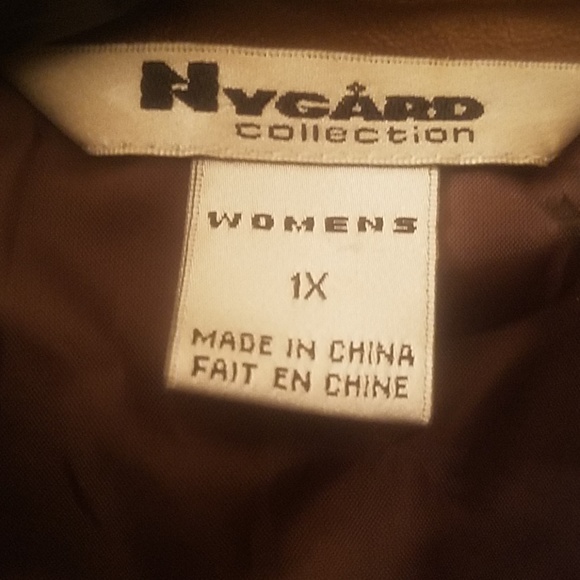Nygard leather and knit bronze sweater jacket - Picture 3 of 4